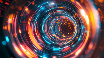 Obraz premium Glowing particle tunnel