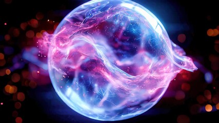 crystal sphere with glowing particles. Futuristic background
