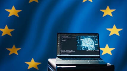 AI software on laptop used by European Union member states security services to prevent terrorism....