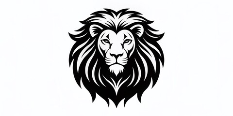 Obraz premium Monochrome Lion Silhouette Logo for Elegant Branding and Product Photography