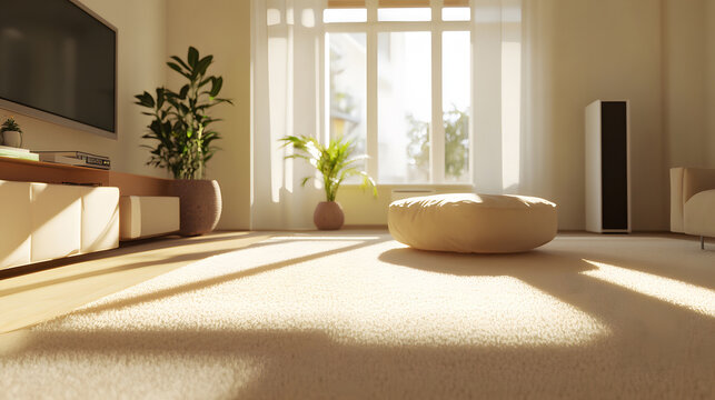 Low angle interior living room background