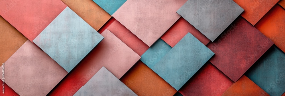 Fototapete Overlapping squares and rhombuses form an intricate geometric design in various shades, creating a visually engaging artistic composition. Generative AI