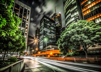 Obraz premium Night Photography with Vibrant Orange and Black Backgrounds for Stunning Visuals and Aesthetic Appeal