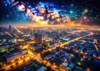Fototapeta premium Night Photography with Smart Backgrounds for Urban Landscapes and Starry Skies