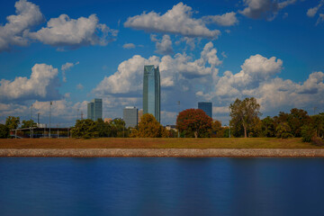 Oklahoma City Skyline over the Oklahoma River in the Midwestern United States