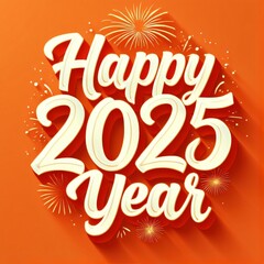 Happy New Year 2025 Circular Typography Design