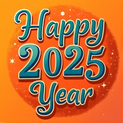 Circular Happy New Year 2025 Design with Curved Typography