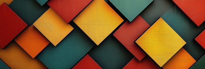 Layered squares and rhombuses in a spectrum of colors create a striking geometric abstraction, showcasing depth and texture. Generative AI