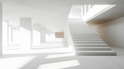 Fototapeta premium Minimalist white architectural space