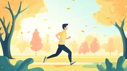 Young people running and exercising in the park