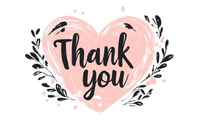 A charming illustration of the phrase "Thank You" surrounded by a heart, conveying warmth and gratitude in a simple design.