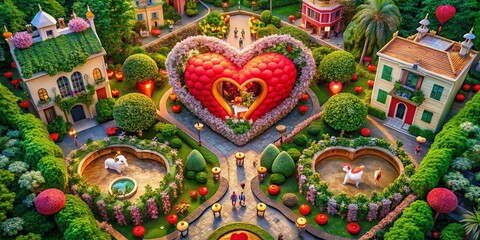 Naklejka premium Romantic Animal Architecture: Valentine's Day Celebration in Nature's Embrace