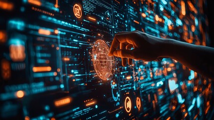 Close-up of a marketer adjusting dynamic programmatic ad algorithms on a digital dashboard, programmatic buying, AI-driven marketing innovation