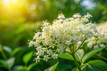 Obraz premium Spring Meadow Minimalism: Elderberry Flowers in Bloom for Tranquil Nature Aesthetic