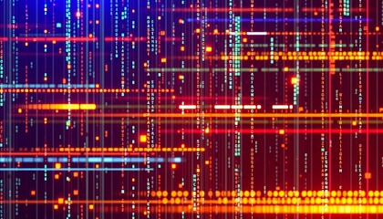 Futuristic Technology Background with Glowing Circuits and Digital Data Streams	
