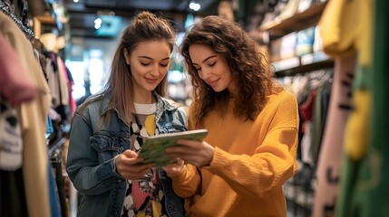 Mother and Daughter Shopping Together Choosing New Outfits