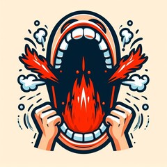 The anger that comes out of the mouth. Metaphorical expression