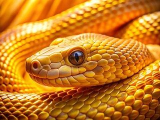 Obraz premium Stunning Close-Up of a Golden Snake with Shiny Scales - Nature Photography