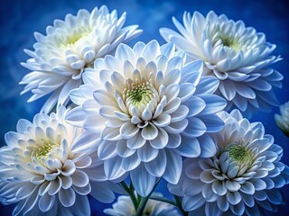Obraz premium Stunning Digital Art of White Flowers Against a Dark Blue Background for Nature Lovers