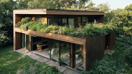 Modern Eco-Friendly House Surrounded by Greenery