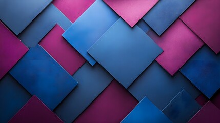 Overhead shot of neatly arranged blue paper rectangles on deep burgundy background, Minimalist Graphic Resource, High Contrast, Creative Layout, Artistic