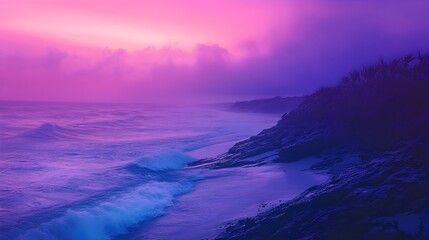 Fototapeta premium Purple Twilight Over the Ocean