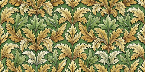 seamless floral pattern acanthus leaves foliage medieval style painting vintage floral wallpapers