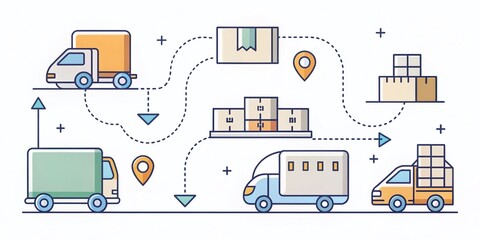 Supply Chain Concept Delivery Process Minimalist Illustration for Logistics and Management