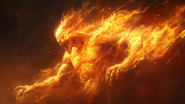 Biblical nephilim. djinn. illustration. Fire Djinn. Illustration