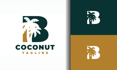 letter B coconut tree logo