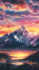sunset over the mountains