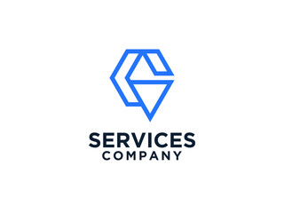 Initial Letter G Logo. Flat Line Vector Logo Design Template Element.