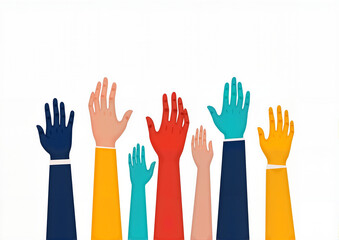 Obraz premium Raised diverse hands in support of women’s rights