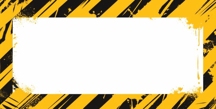 A simple vector graphic with a yellow and black striped border, blank in the middle for text, suitable for construction safety signs.