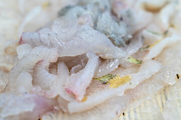 various sashimis on the dish