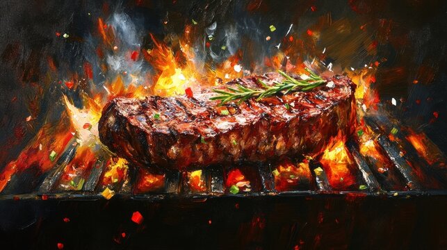 Grilled Steak with Flames