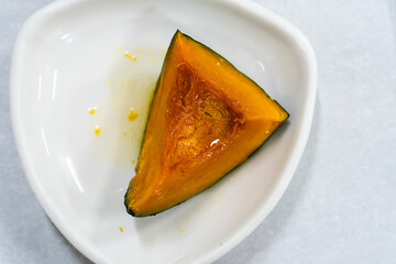 steamed pumpkin on the dish