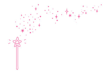 Princess wand and magic dust, vector doodle girly element