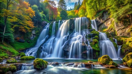 Fototapeta premium Trusetaler Waterfall: Nature's Grandeur in Germany's Wilderness