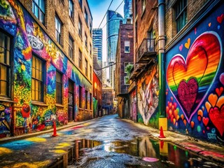 Fototapeta premium Urban Exploration Love Myself Sign Concept - Empowering Self-Love in Cityscape Photography
