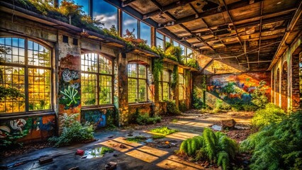 Naklejka premium Urban Exploration Photography Chilling Background for Atmospheric Cityscapes and Abandoned Spaces