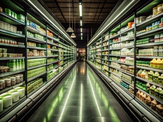 Vibrant Dairy Aisle in Supermarket - Fresh Milk, Cheese, Yogurt, and Butter Showcase for Grocery Shopping Inspiration
