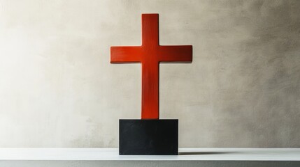 Naklejka premium redn cross on the stone wall