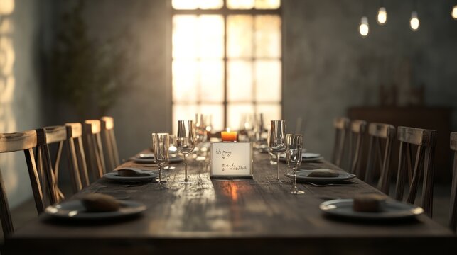 interior of room. minimalistic table seeting