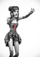 Fototapeta premium gothic girl is on attack side view