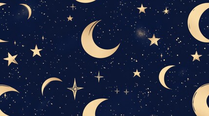 Fototapeta premium dark background with golden moon.