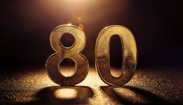 Golden Number 80 Display on Dark Background