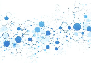 Abstract background with hexagons and blue connections for medical technology, science, or tech concept. Vector illustration on a white background. 