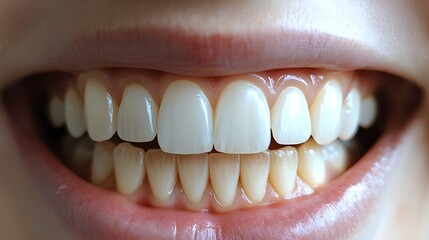 Obraz premium Detailed comparison of at-home teeth whitening results, showing darkened teeth before treatment and a visibly whiter smile after the process is complete