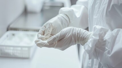Medical Professional Donning Sterile Gloves